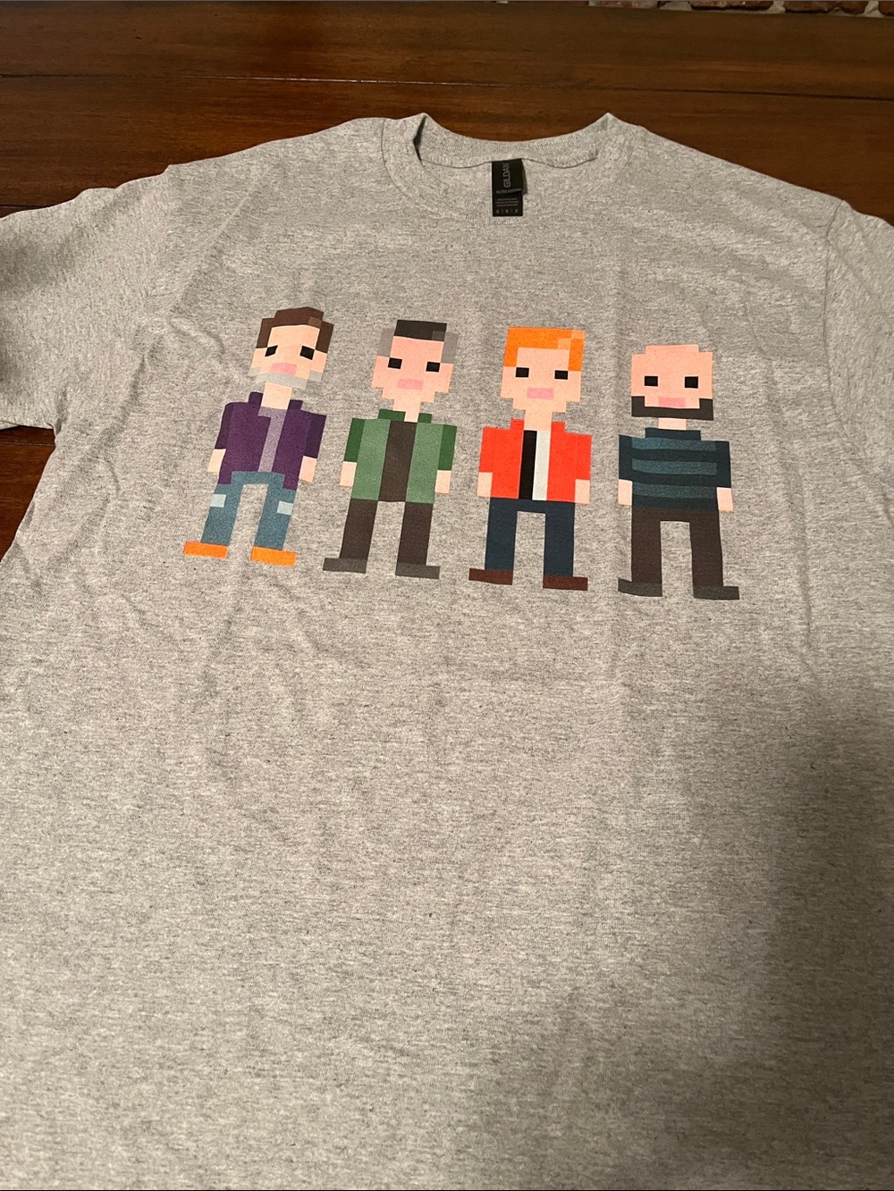 Men's Gray Pixel Character Graphic Tee(Bare Naked Ladies)